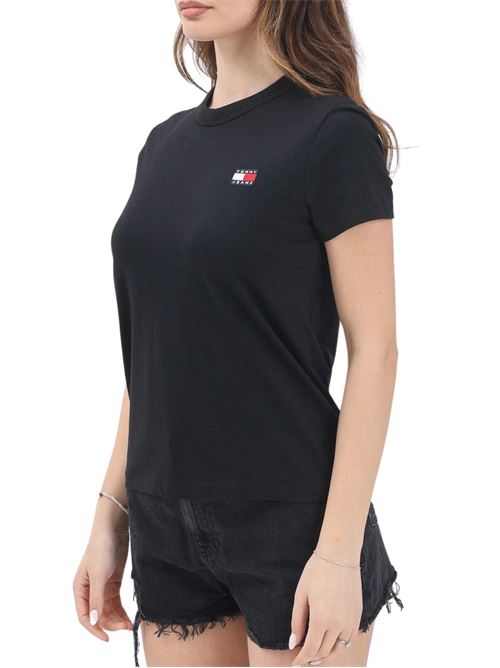 T-shirt donna nera in cotone Tommy Jeans | DW0DW20153BDS